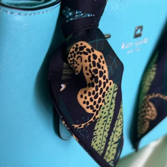 Kate Spade cove street provence fresh air blue crossbody with leopard scarf - Picture 4 of 15